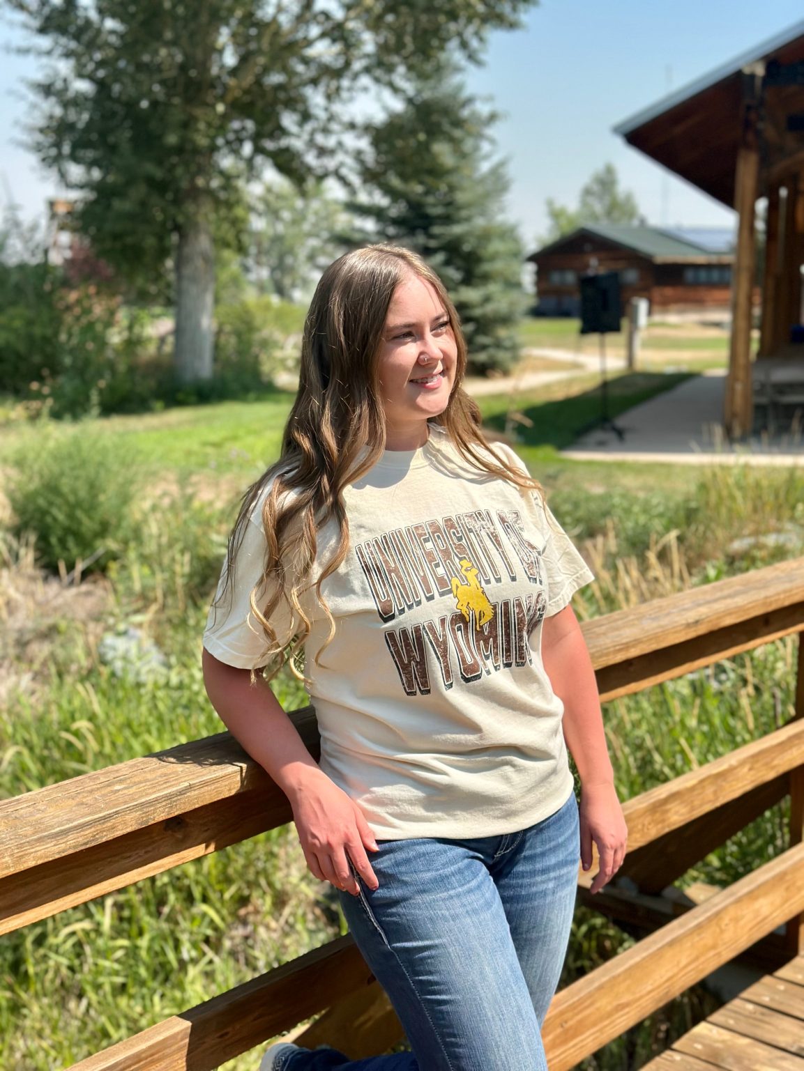 Shop Wyoming Distressed University of Wyoming Comfort Colors T-Shirt Shop Wyoming Distressed University of Wyoming Comfort Colors T-Shirt