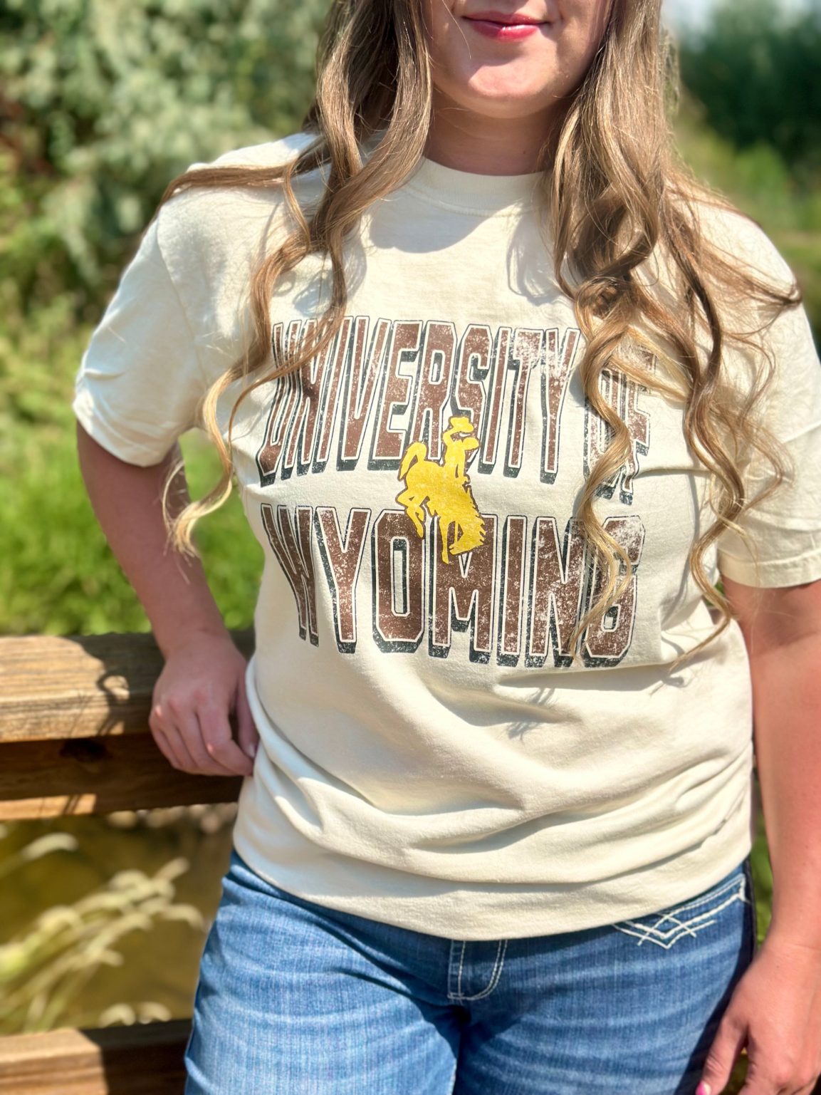 Shop Wyoming Distressed University of Wyoming Comfort Colors T-Shirt Shop Wyoming Distressed University of Wyoming Comfort Colors T-Shirt