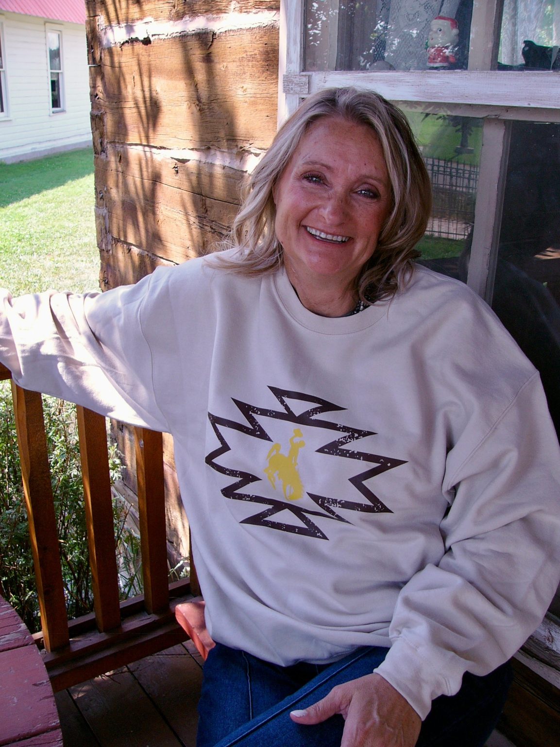 Shop Wyoming Aztec Bucking Horse Crewneck Shop Wyoming Aztec Bucking Horse Crewneck