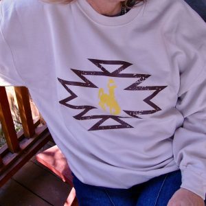 Shop Wyoming Aztec Bucking Horse Crewneck Shop Wyoming Aztec Bucking Horse Crewneck