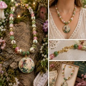 Shop Wyoming Fairy Garden Pendant Necklace – 18″ Glass & Silicone Bead Necklace with Gold-Tone Accents Shop Wyoming Fairy Garden Pendant Necklace – 18″ Glass & Silicone Bead Necklace with Gold-Tone Accents