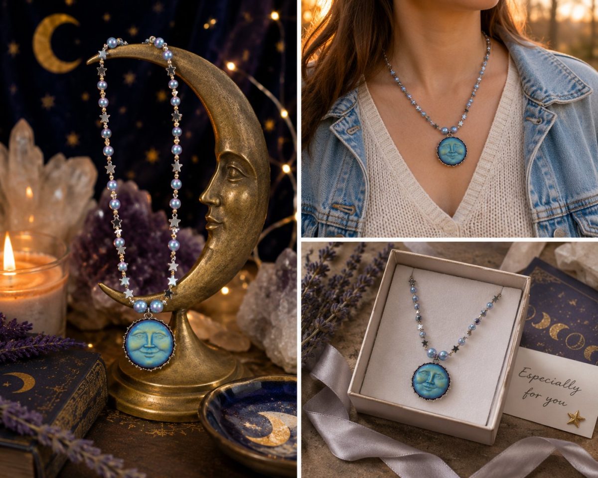 Shop Wyoming Celestial Moon Face Pendant Necklace – 20″ Silverplate & Goldplate Beaded Necklace Shop Wyoming Celestial Moon Face Pendant Necklace – 20″ Silverplate & Goldplate Beaded Necklace
