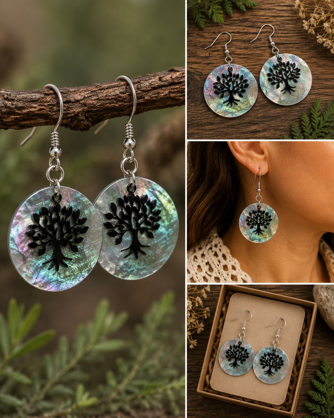 Shop Wyoming Iridescent Mother of Pearl Tree of Life Dangle Earrings – Silver-Tone Earrings Shop Wyoming Iridescent Mother of Pearl Tree of Life Dangle Earrings – Silver-Tone Earrings