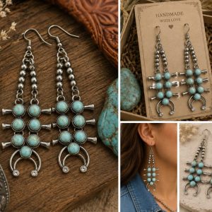 Shop Wyoming Southwestern Imitation Turquoise Dangle Earrings – 2¼” Silverplated Fishhook Earrings Shop Wyoming Southwestern Imitation Turquoise Dangle Earrings – 2¼” Silverplated Fishhook Earrings