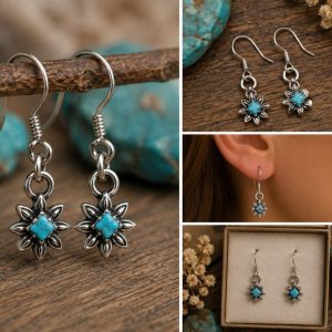 Shop Wyoming Petite Turquoise Flower Dangle Earrings – Silverplated Imitation Turquoise Earrings Shop Wyoming Petite Turquoise Flower Dangle Earrings – Silverplated Imitation Turquoise Earrings