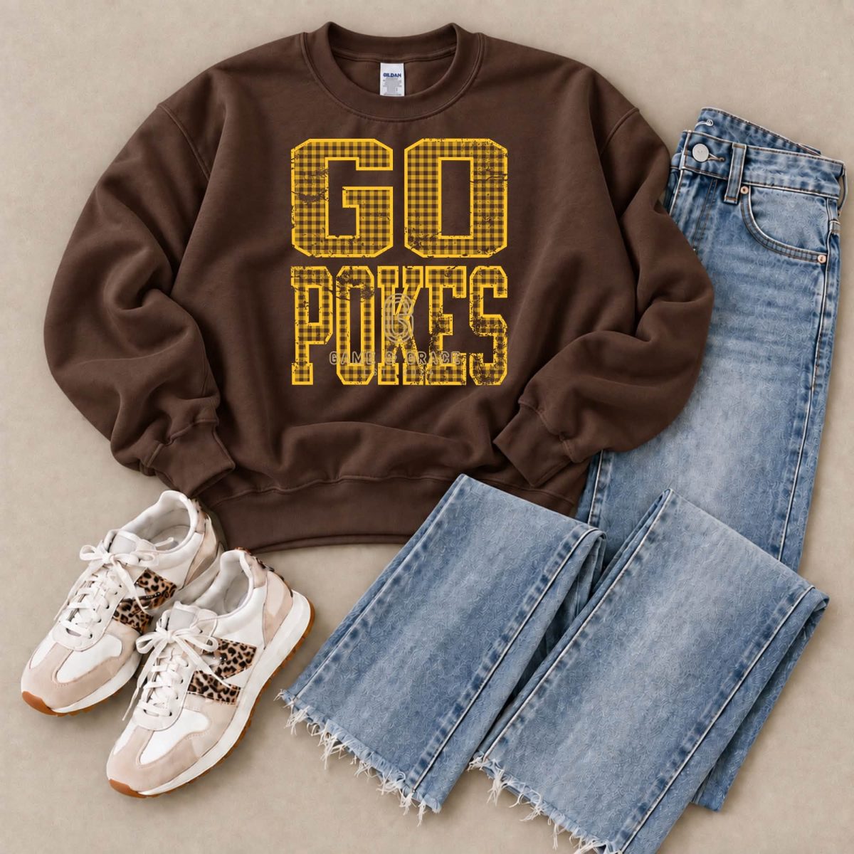 Shop Wyoming UW or GO POKE Gingham Crewneck Shop Wyoming UW or GO POKE Gingham Crewneck